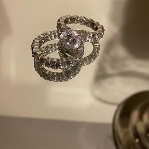 Lab created diamond wedding set
